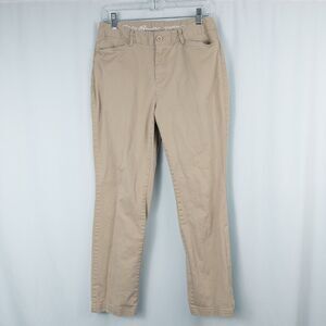 Eddie Bauer Legend Wash Curvy Straight Leg Cropped Pants Womens T8 Khaki Beige